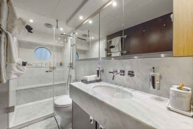 78ft SunSeeker Helios Miami luxury washroom with high-end fittings