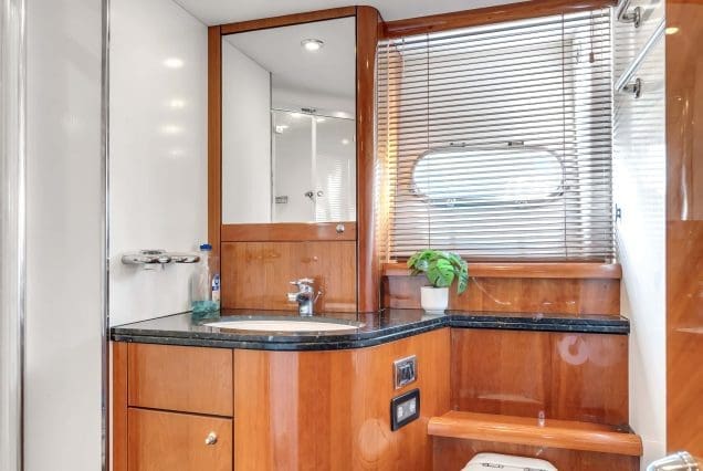 Luxury Acqua Alberti 90ft Sunseeker Miami luxury washroom with high-end fittings