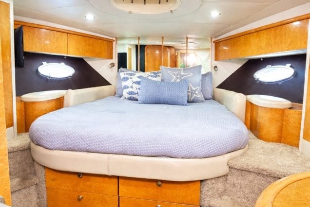 Luxury 60ft Tiffany Sunseeker Miami guest cabin with elegant interiors and premium sleeping comfort