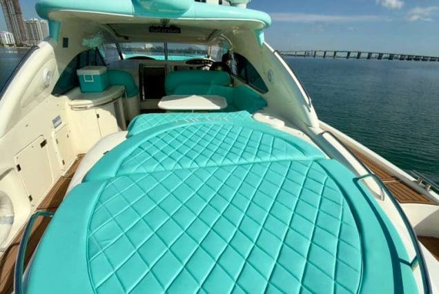 Luxury 60ft Tiffany Sunseeker Miami elegant dining area perfect for private meals and special occasions