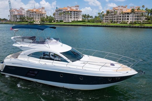 Beneteau 52ft Yacht Miami spacious sunbed area perfect for relaxing and enjoying the Miami sunshine