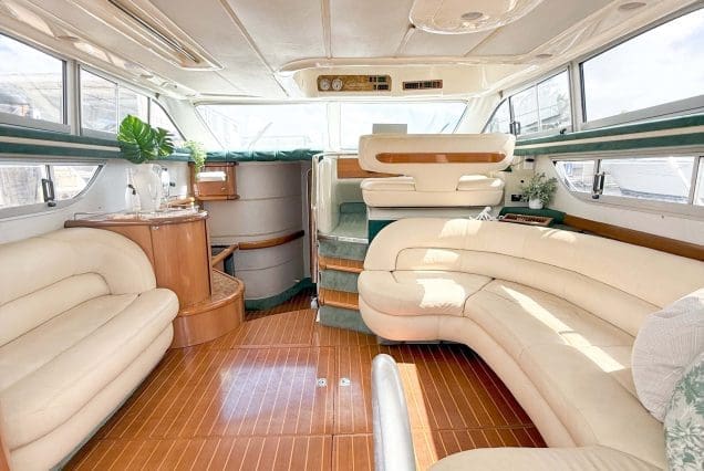 50ft Monaco SEALINE Miami stylish lounge space ideal for entertainment and social gatherings