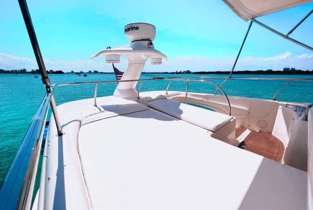 50ft Monaco SEALINE Miami stylish flybridge lounge perfect for entertaining and social cruising