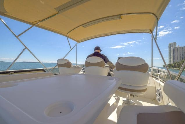 Sea Ray 45ft Sea Daze Miami upper deck designed for open-air relaxation and scenic cruising