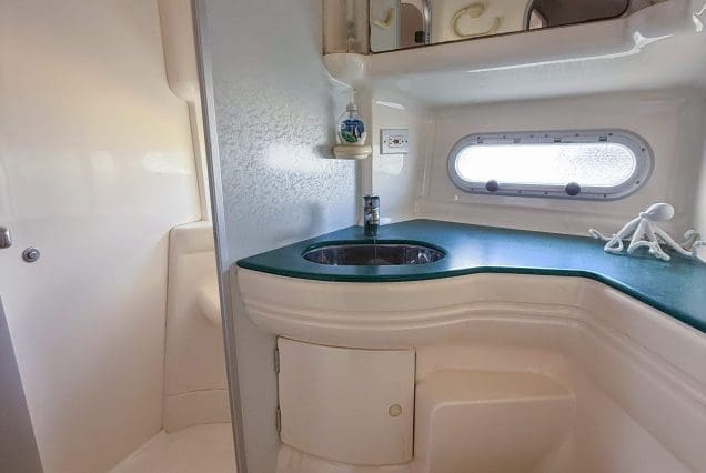 50ft Monaco SEALINE Miami luxury washroom with upscale fittings and elegant styling