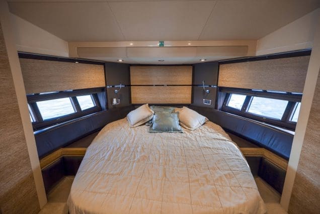 Azimut 55ft Azure Miami guest cabin with elegant interiors and premium sleeping comfort